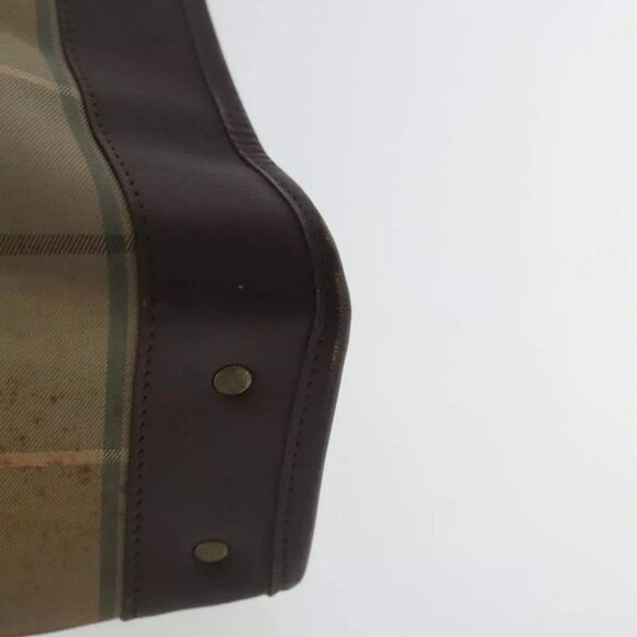 Burberrys Nova Check Hand Bag Canvas Leather Brown Auth bs19196 - Picture 4 of 16